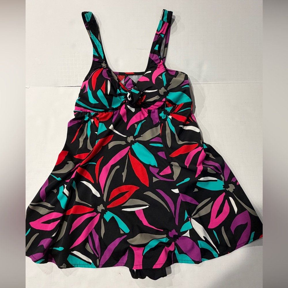 Women’s Black Floral Swim One-Piece. Hardly worn. Brand unknown.